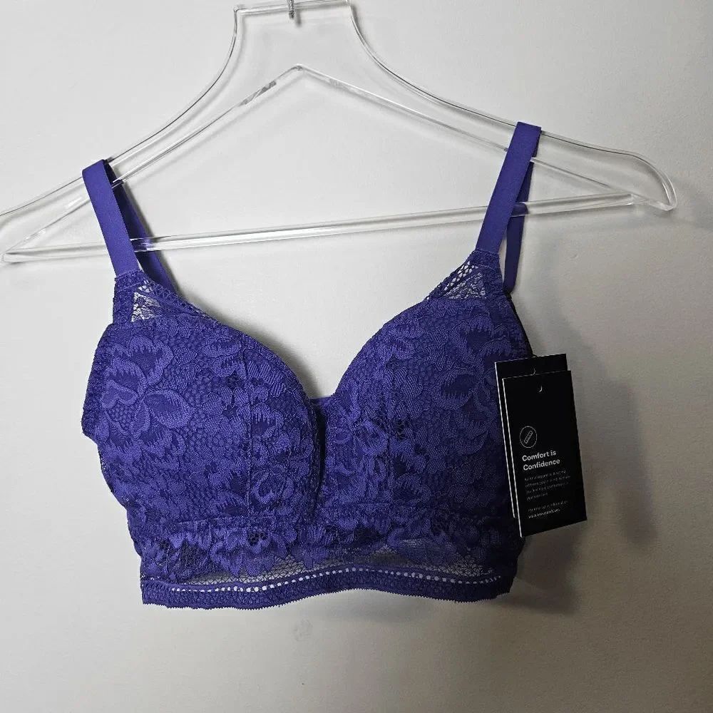 Knix Lace Bustier Longline Bra NWT Purple Size Small